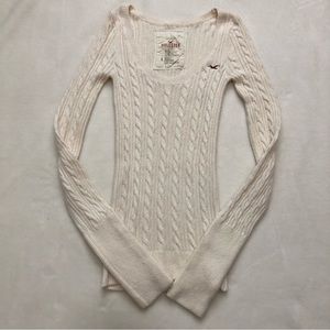 Vintage Hollister cream white cable knit scoop neck sweater